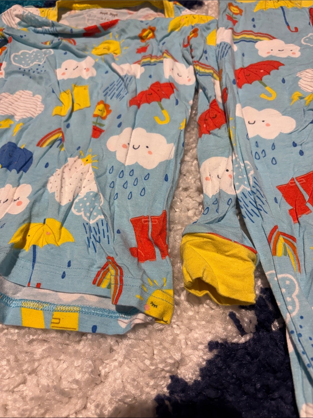 Little Sleepies Blue Rainclouds Pajama Set with Yellow Trim - Picture 4 of 5